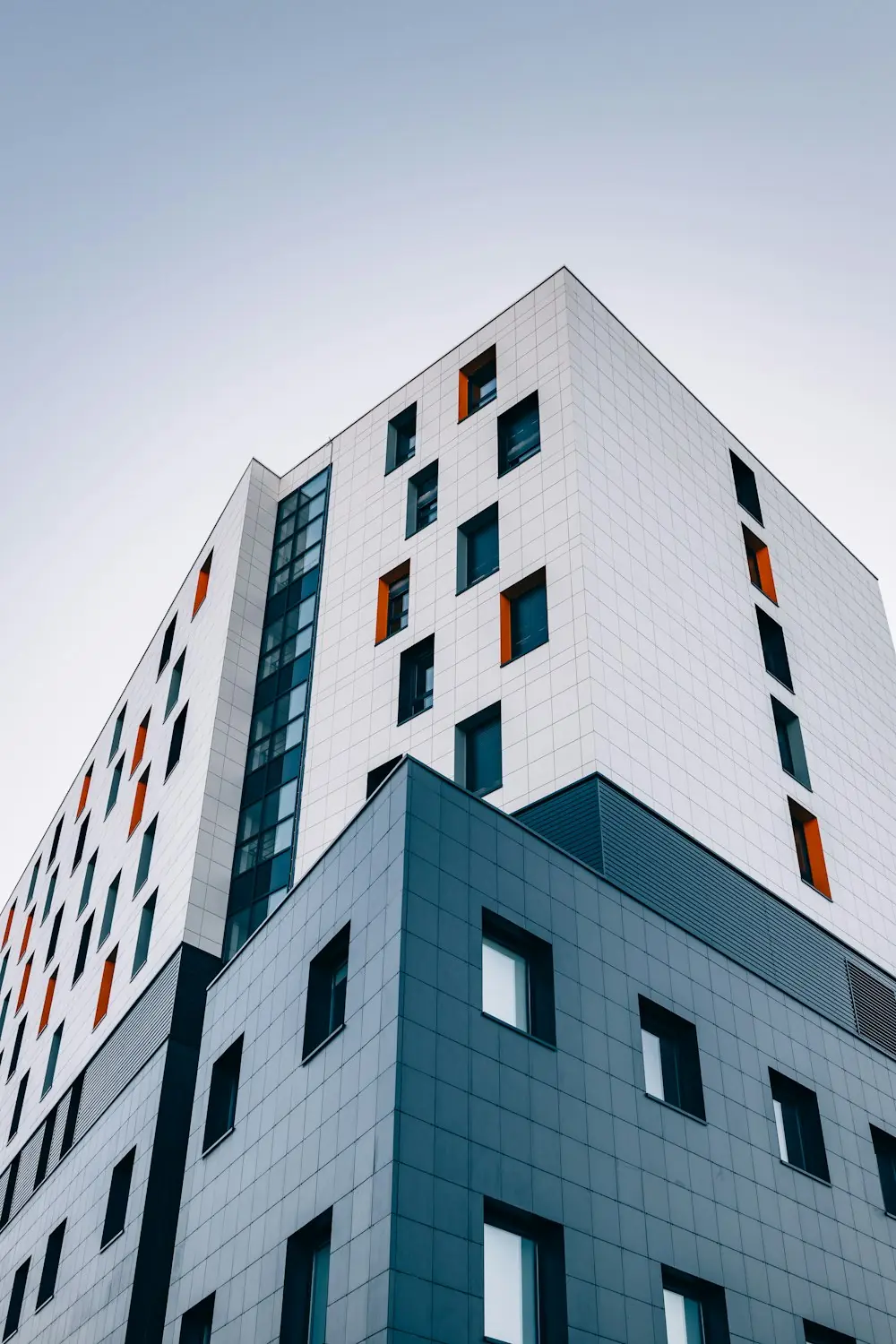 Modern building against the Colorado mountains